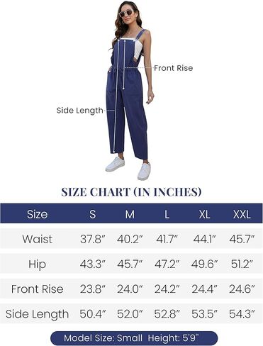 UANEO وزرة نسائية من الكتان فضفاضة تناسب مريلة واسعة الساق من القطن فضفاضة مع جيوب in Kuwait