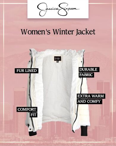 Jessica Simpson Women's Winter Jacket – Sherpa Lined Puffer Parka Windbreaker Coat (S-XL) in Saudi Arabia