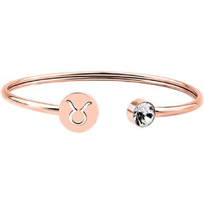 Zuo Bao Simple Rose Gold Zodiac Sign Cuff Bracelet with Birthstone Birthday Gift for Women Girls in Kuwait