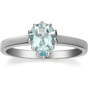 Gin and Grace 10K White Gold Genuine Aquamarine Eternity Ring for women | Ethically, authentically & organically sourced (Pear-cut) shaped Aquamarine hand-crafted jewelry for her | Aquamarine Ring for women in Saudi Arabia