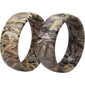 مجموعة حلقات من السيليكون من Groove Life Mossy Oak Blades and Breakup Country Camo - خواتم زفاف مطاطية قابلة للتنفس للرجال، تغطية مدى الحياة، تصميم فريد، حلقة ملائمة مريحة - مقاس 12 in Kuwait