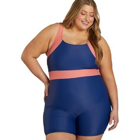 بدلة سباحة رياضية مقاس كبير من قطعة واحدة من Unitard Colorblock