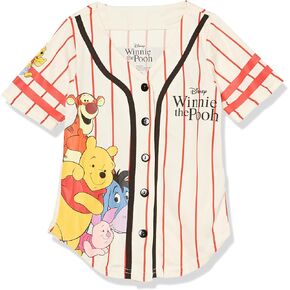 Disney Girls Winnie The Pooh Baseball Jersey-Classic Mesh Button Down Shirt
