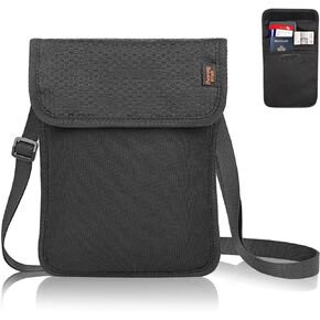 Desing Wish RFID Blocking Passport Holder Bag Lightweight Slim Travel Passport Wallet Pouch Three Compartments Safe and Invisible for Men Women - Black in Saudi Arabia