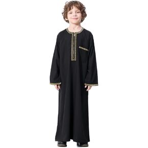 OLEMEK Arabic Thobe Muslim Thobe Boy’s Muslim Long Sleeves Kids Robe Islamic Boys Thobe