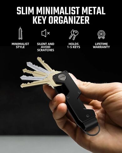 MINBERAND Key Organizer Compact Key Holder Metal Key Chain Minimalist key case key holder for keychain Secures 1-5 Keys in Saudi Arabia