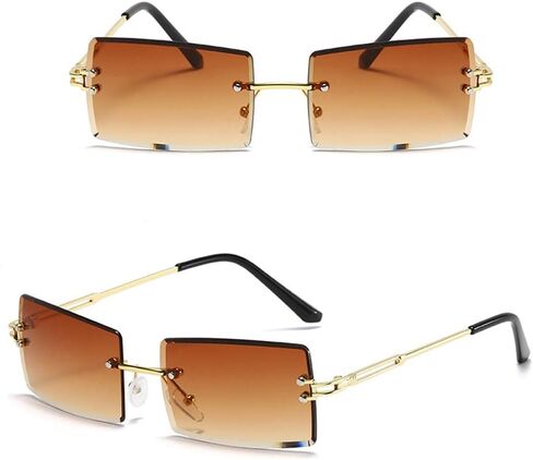 HEPTAGRAM 7 Rimless Rectangle Sunglasses for Women Square Fashion Frameless Small Vintage Buffs Glasses for Men shades in Saudi Arabia