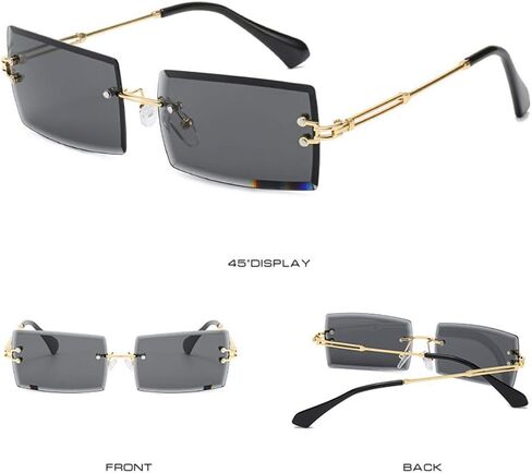 HEPTAGRAM 7 Rimless Rectangle Sunglasses for Women Square Fashion Frameless Small Vintage Buffs Glasses for Men shades in Saudi Arabia