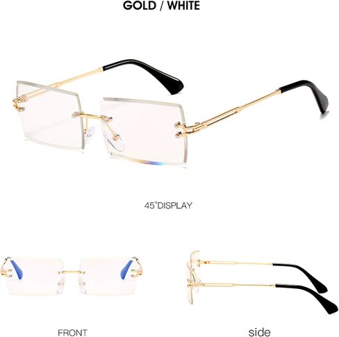 HEPTAGRAM 7 Rimless Rectangle Sunglasses for Women Square Fashion Frameless Small Vintage Buffs Glasses for Men shades in Saudi Arabia