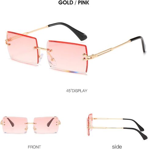 HEPTAGRAM 7 Rimless Rectangle Sunglasses for Women Square Fashion Frameless Small Vintage Buffs Glasses for Men shades in Saudi Arabia