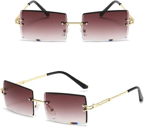 HEPTAGRAM 7 Rimless Rectangle Sunglasses for Women Square Fashion Frameless Small Vintage Buffs Glasses for Men shades in Saudi Arabia