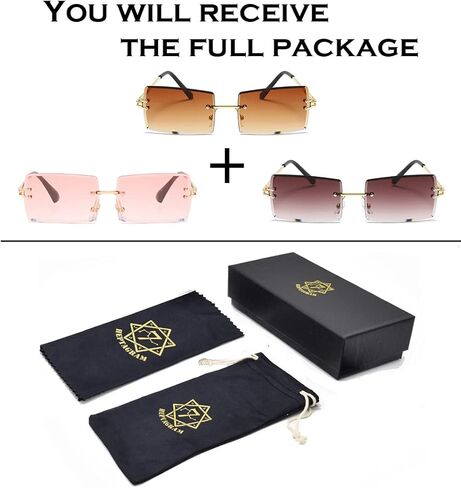 HEPTAGRAM 7 Rimless Rectangle Sunglasses for Women Square Fashion Frameless Small Vintage Buffs Glasses for Men shades in Saudi Arabia