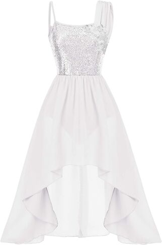 AFAVOM Sequin Lyrical Dance Dress for Women Adult Contemporary Dance Costumes High Low Tulle Chiffon Skirt Praise Dancewear in Kuwait