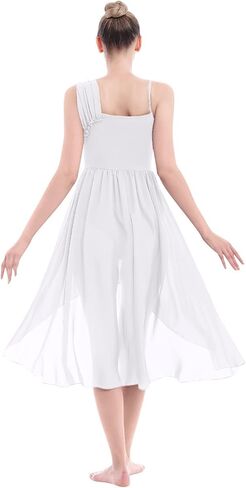 AFAVOM Sequin Lyrical Dance Dress for Women Adult Contemporary Dance Costumes High Low Tulle Chiffon Skirt Praise Dancewear in Kuwait