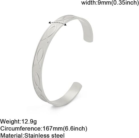 VASSAGO Jesus Fish Cuff Bracelet Open Bangle for Women Girls Christian Fish Adjustable Bracelet Animal Cuff Bracelet Fish Ichthys Symbol Jewelry in Kuwait