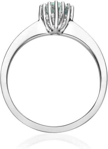 Gin and Grace 10K White Gold Genuine Aquamarine Eternity Ring for women | Ethically, authentically & organically sourced (Pear-cut) shaped Aquamarine hand-crafted jewelry for her | Aquamarine Ring for women in Saudi Arabia