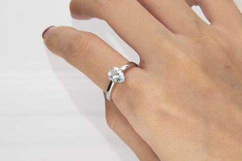Gin and Grace 10K White Gold Genuine Aquamarine Eternity Ring for women | Ethically, authentically & organically sourced (Pear-cut) shaped Aquamarine hand-crafted jewelry for her | Aquamarine Ring for women in Saudi Arabia