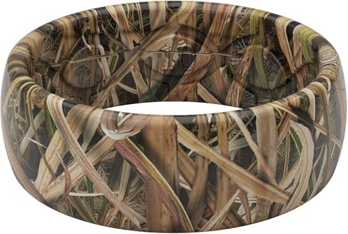 مجموعة حلقات من السيليكون من Groove Life Mossy Oak Blades and Breakup Country Camo - خواتم زفاف مطاطية قابلة للتنفس للرجال، تغطية مدى الحياة، تصميم فريد، حلقة ملائمة مريحة - مقاس 12 in Kuwait