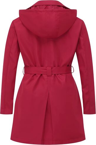Chrisuno Women's Plus Size Double Breasted Trench Coats Mid-Length Belted Overcoat Dress Jacket with Detachable Hood in Kuwait
