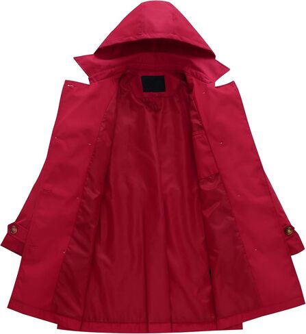 Chrisuno Women's Plus Size Double Breasted Trench Coats Mid-Length Belted Overcoat Dress Jacket with Detachable Hood in Kuwait