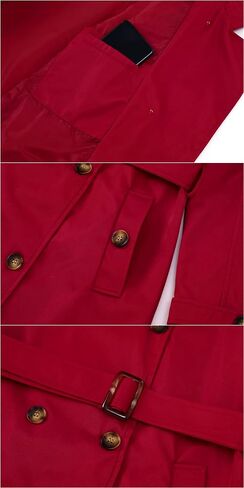 Chrisuno Women's Plus Size Double Breasted Trench Coats Mid-Length Belted Overcoat Dress Jacket with Detachable Hood in Kuwait