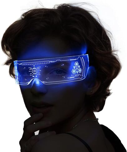 نظارات LED من MEILI LED بـ7 ألوان، 4 أوضاع مضيئة مضيئة مضيئة لنظارات أضواء احتفالية الهالوين الإلكترونية in Kuwait