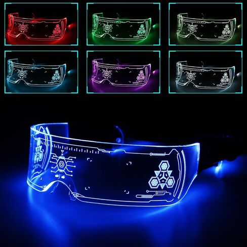نظارات LED من MEILI LED بـ7 ألوان، 4 أوضاع مضيئة مضيئة مضيئة لنظارات أضواء احتفالية الهالوين الإلكترونية in Kuwait