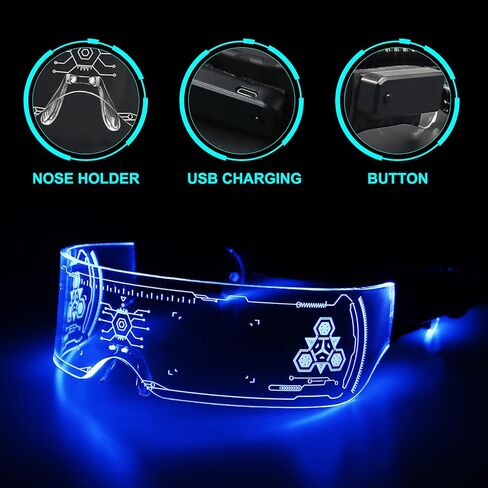 نظارات LED من MEILI LED بـ7 ألوان، 4 أوضاع مضيئة مضيئة مضيئة لنظارات أضواء احتفالية الهالوين الإلكترونية in Kuwait