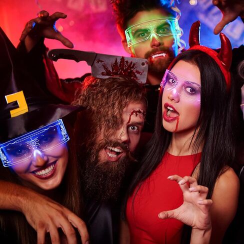 نظارات LED من MEILI LED بـ7 ألوان، 4 أوضاع مضيئة مضيئة مضيئة لنظارات أضواء احتفالية الهالوين الإلكترونية in Kuwait