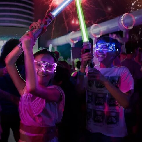 نظارات LED من MEILI LED بـ7 ألوان، 4 أوضاع مضيئة مضيئة مضيئة لنظارات أضواء احتفالية الهالوين الإلكترونية in Kuwait