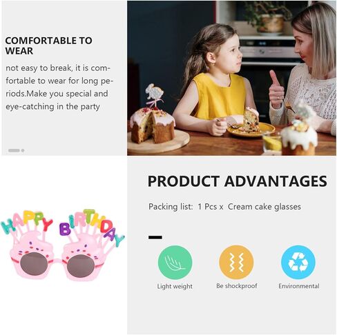 نظارات OULII Happy Birthday نظارات شمسية Sweet Cream Cake Glasses Costume Glasses Props Funny Novelty لمحبي أعياد الميلاد in Kuwait