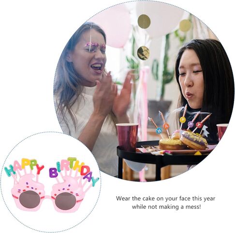 نظارات OULII Happy Birthday نظارات شمسية Sweet Cream Cake Glasses Costume Glasses Props Funny Novelty لمحبي أعياد الميلاد in Kuwait