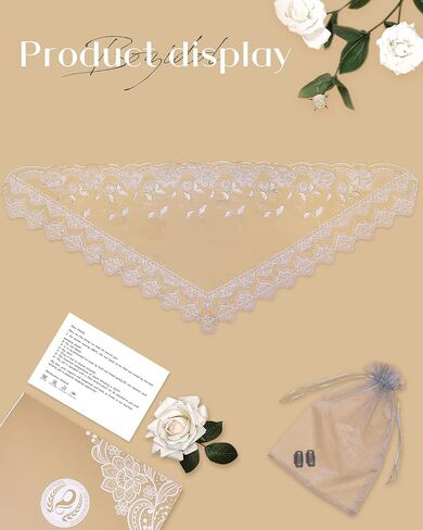 Bozidol الكنيسة الكاثوليكية حجاب مانتيلا - مثلث روز التطريز مصلى الدانتيل الحجاب الشامل وشاح قداس إسباني للنساء in Kuwait