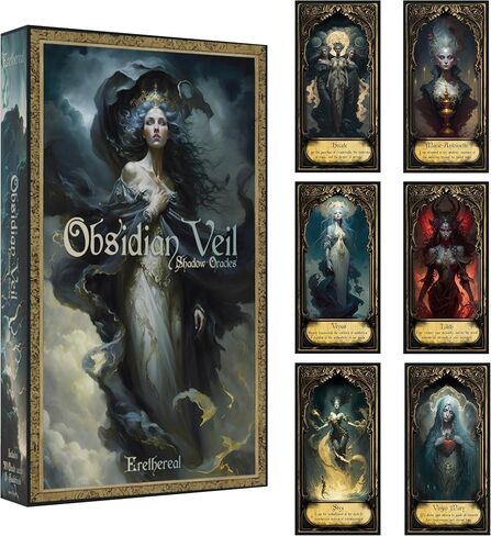 Obsidian Veil Oracle Deck | Unveil Your True Self - Unique Shadow Work Tool, Healing & Divination, Feminine Wisdom, Spiritual Growth Cards in Saudi Arabia