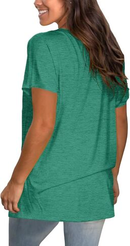 Saloogoe Womens Loose Fit Tshirts Short Sleeve Summer Tops Casual Workout Yoga Tunic T Shirts Tops in Kuwait