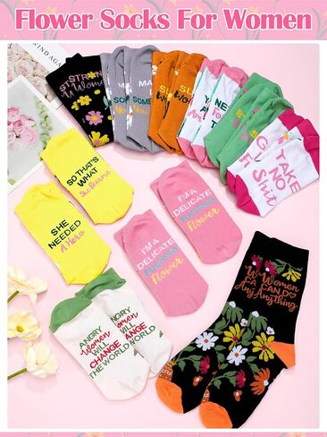 Cutecrop 10 Pairs Womens Flower Socks Colorful Dress Crew Socks Flower Art Funny Pattern Casual Socks Inspirational Socks for Women Christmas Birthday New Year Mother's Day Gift in Saudi Arabia