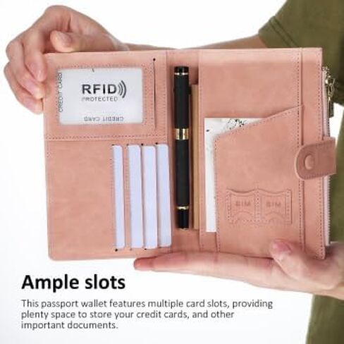 Passport Wallet Rfid Blocking Passport Holder Card Holder Multipurpose Travel Purse Wallet in Kuwait