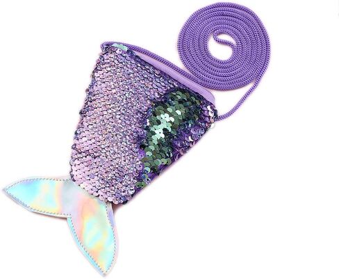 Atsabdas Mermaid Tail Coin Purse for Little Girls Sequin Crossbody Glitter Reversible Wallets Bag Kids Mermaid Birthday Party Favors(Rainbow Color) in Saudi Arabia