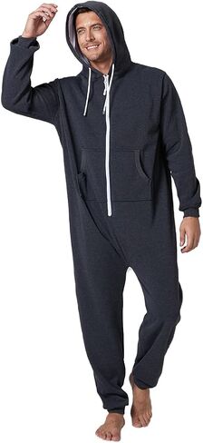 Laahoem Unisex Adult Pajamas Hooded Men Women Jumpsuit Zip Sportwear in Saudi Arabia