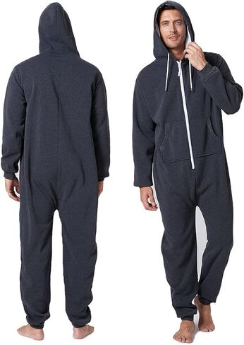 Laahoem Unisex Adult Pajamas Hooded Men Women Jumpsuit Zip Sportwear in Saudi Arabia
