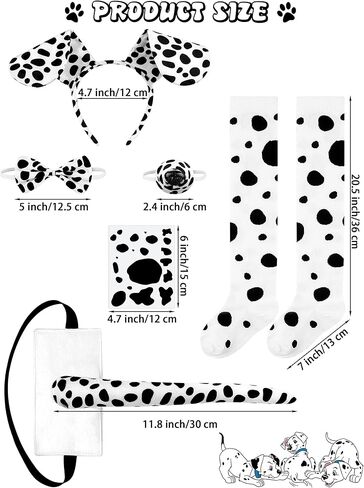 SOMSOC 8 قطع 100 يوم من أزياء فتاة المدرسة الدلماسية الكلب مجموعة 100 يوم تي شيرت جوارب الركبة عقال الذيل ملصقات الوشم in Kuwait
