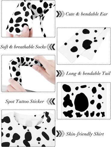 SOMSOC 8 قطع 100 يوم من أزياء فتاة المدرسة الدلماسية الكلب مجموعة 100 يوم تي شيرت جوارب الركبة عقال الذيل ملصقات الوشم in Kuwait