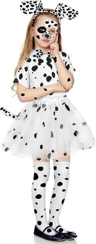 SOMSOC 8 قطع 100 يوم من أزياء فتاة المدرسة الدلماسية الكلب مجموعة 100 يوم تي شيرت جوارب الركبة عقال الذيل ملصقات الوشم in Kuwait