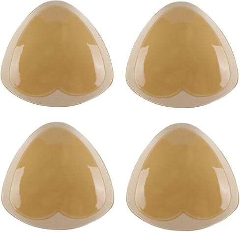 SERMICLE Double-Sided Sticky Bra Inserts - Self Adhesive Boob Pads Bra Pad Bra inserts Waterproof Silicone Push up Pad (Triangle Beige and Black, One Size) in Kuwait