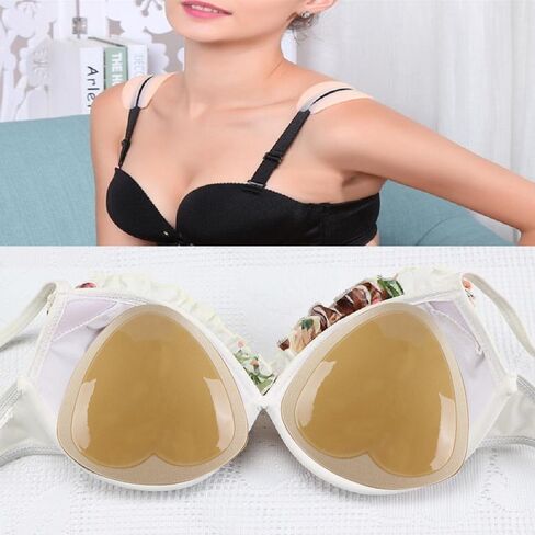 SERMICLE Double-Sided Sticky Bra Inserts - Self Adhesive Boob Pads Bra Pad Bra inserts Waterproof Silicone Push up Pad (Triangle Beige and Black, One Size) in Kuwait