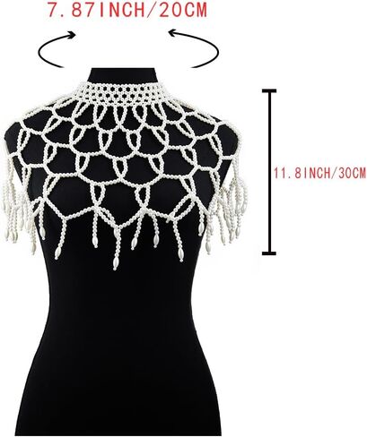 Bmirth لؤلؤة شال الجسم سلسلة اللؤلؤ الكتف القلائد مجوهرات الجسم مثير الصدرية شرابة الجسم سلسلة الصيف شاطئ الجسم اكسسوارات ملهى ليلي سلاسل الجسم الطرف in Kuwait