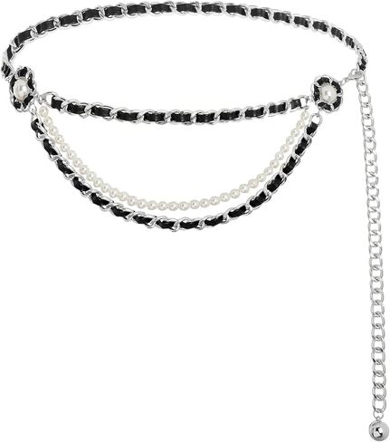 Navoky Metal Leather Waist Chain Belts Adjustable Belly Chain Pendant for Women and Girls in Saudi Arabia
