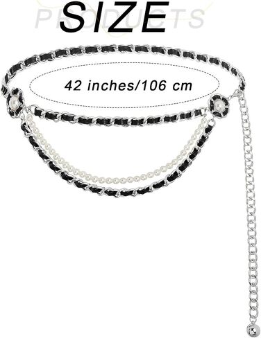 Navoky Metal Leather Waist Chain Belts Adjustable Belly Chain Pendant for Women and Girls in Saudi Arabia
