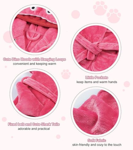 lontakids Kids Shark Robe, Toddler Girls Boys Plush Bathrobes, Hooded Housecoat, 2-8 Years in Kuwait