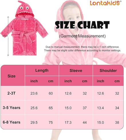 lontakids Kids Shark Robe, Toddler Girls Boys Plush Bathrobes, Hooded Housecoat, 2-8 Years in Kuwait